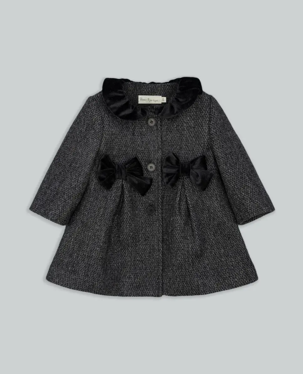 

Детское пальто с оборкой на воротнике и бантиками Fina Ejerique, серый
