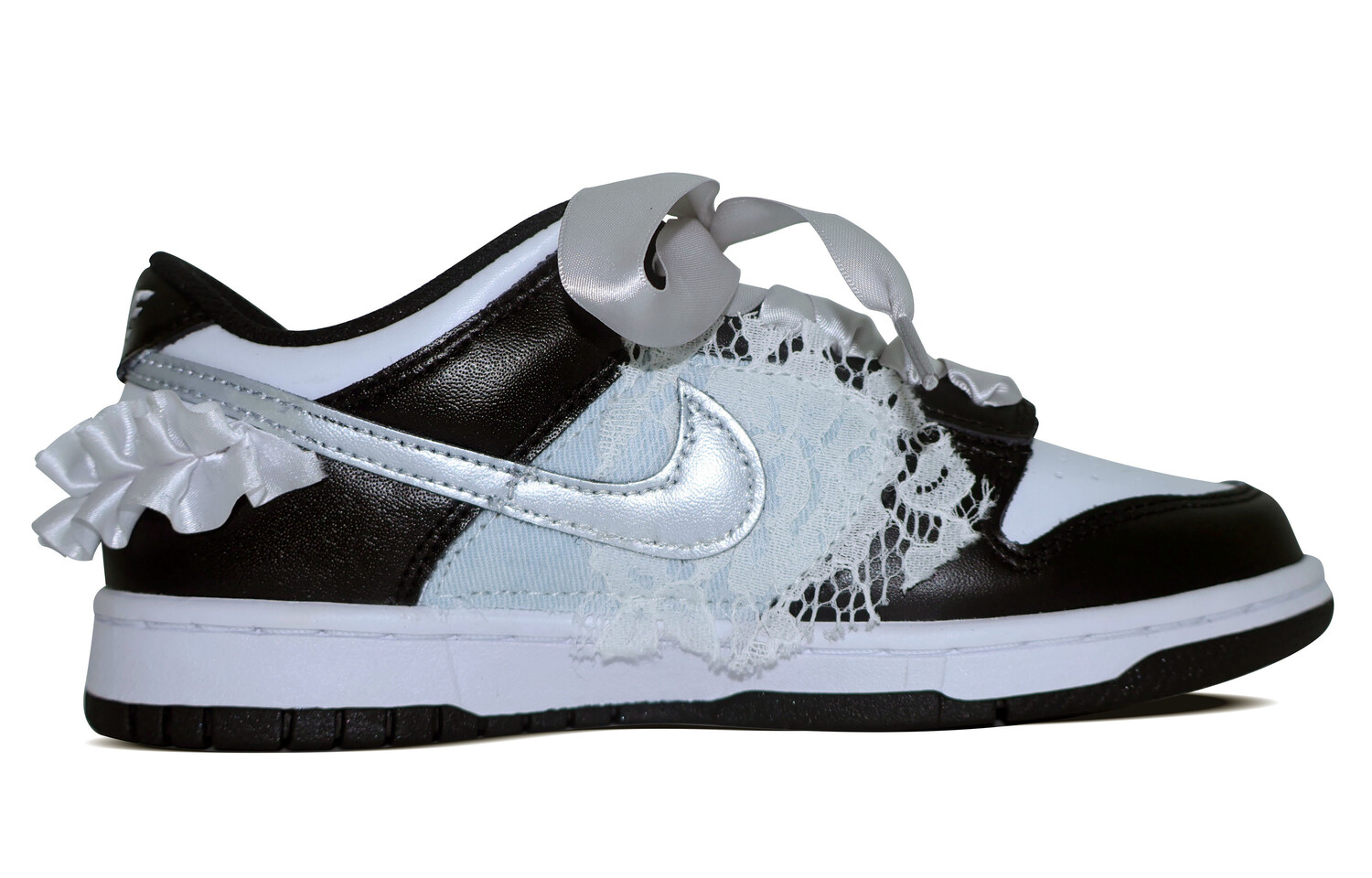 

Кроссовки Nike Dunk Skateboarding Shoes Women's Low-top Silver, черный