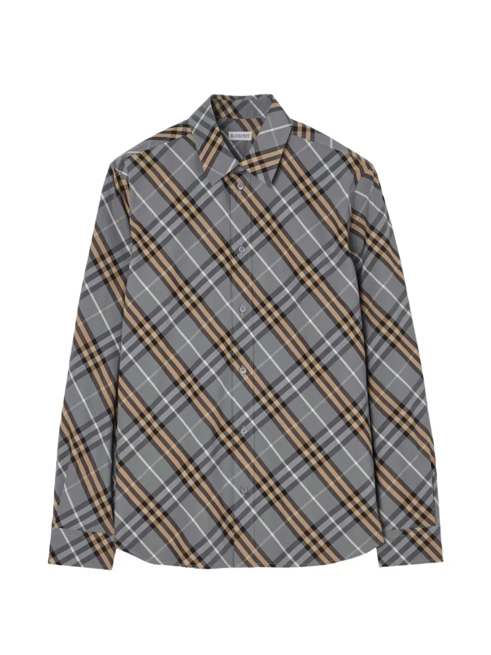 Рубашка Burberry хлопковая в клетку, стандартный крой, серый