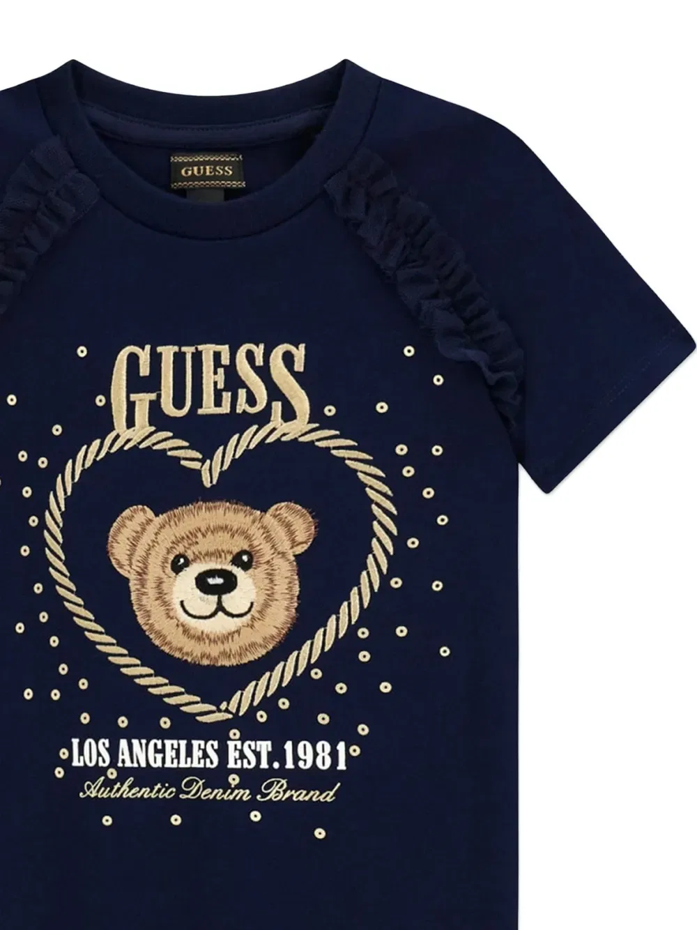 Платье-футболка с медвежьим принтом Guess Kids, синий — фото 4