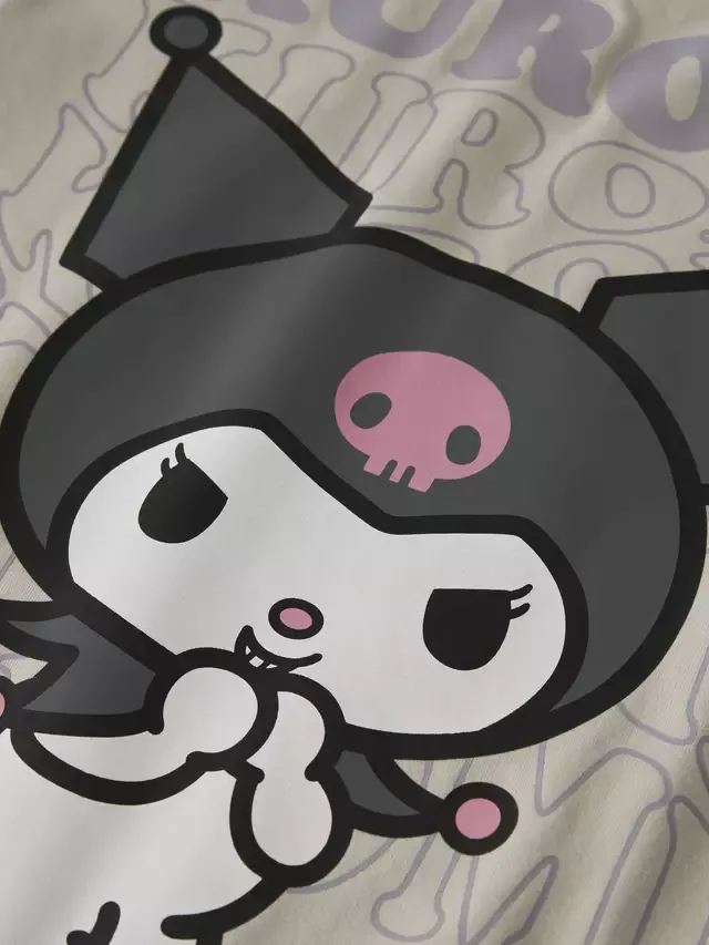Детская футболка с коротким рукавом Kuromi, цвет пемзы NAME IT — фото 2