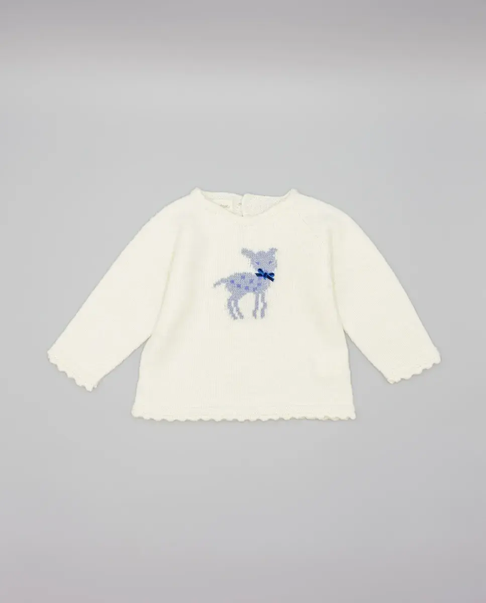 

Вязаный детский свитер с оленем и бантом Fina Ejerique, белый