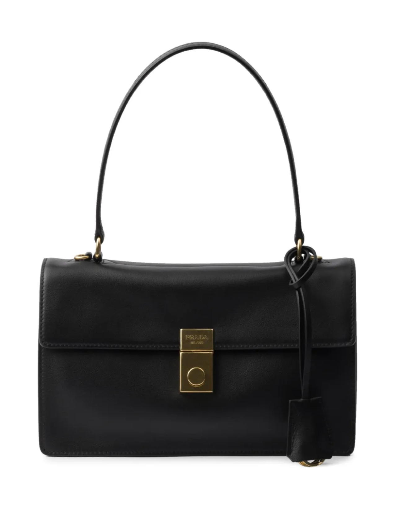 

Кожаная сумка через плечо Prada, черный