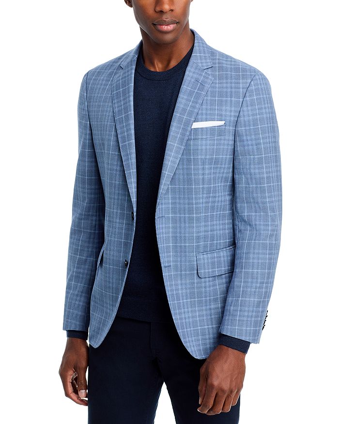 

Спортивное пальто Hutson Plaid Slim Fit BOSS, синий