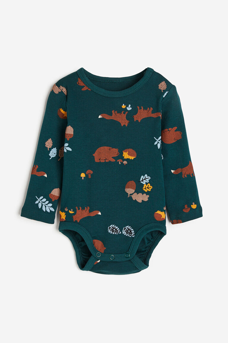 

Боди с длинными рукавами H&M, зеленый