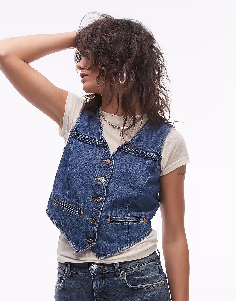

Плетеный джинсовый жилет Levi's средне-синего цвета