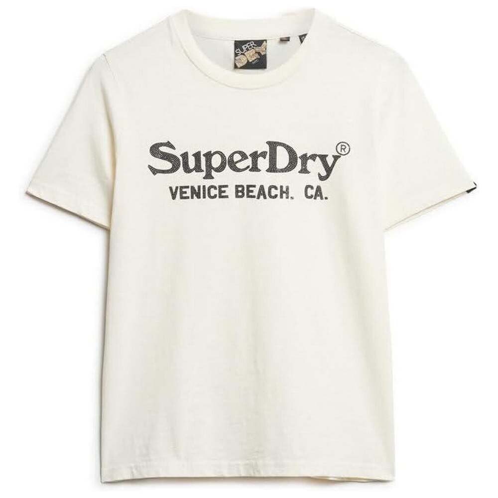 Футболка с коротким рукавом Superdry Metallic Venue Relaxed, бежевый — фото 2
