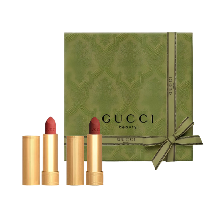 

Подарочный набор Beloved Elegance из двух помад: легко растушевывается и выравнивает тон кожи GUCCI, velvet mist #217 + velvet mist #505