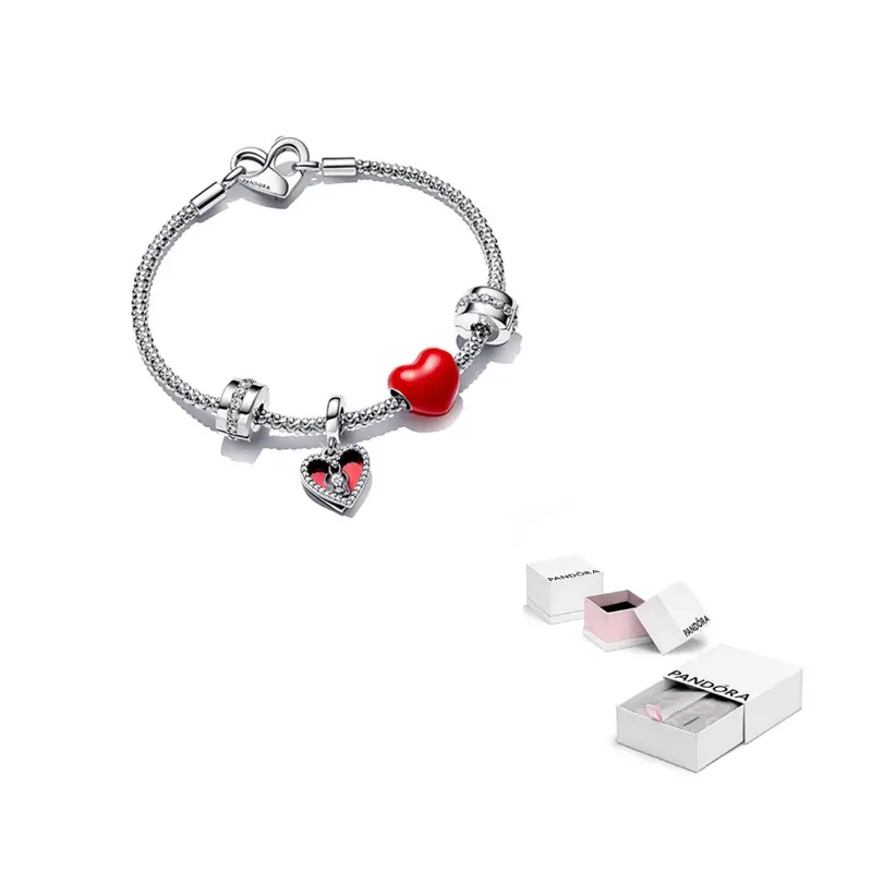 

Pandora Серебряный браслет 925 пробы с эмалью и синтетическим цирконием для женщин, серебро