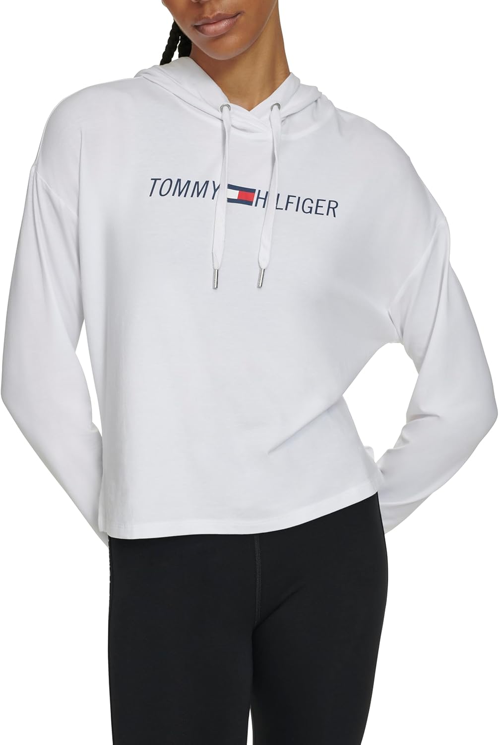 

Женская легкая толстовка с капюшоном и логотипом Tommy Hilfiger, White