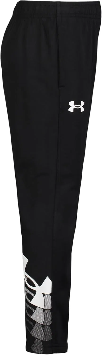 Детские спортивные штаны Under Armour Brawler Warm-up, быстросохнущие и влагоотводящие, свободного кроя, Black/White Big — фото 2