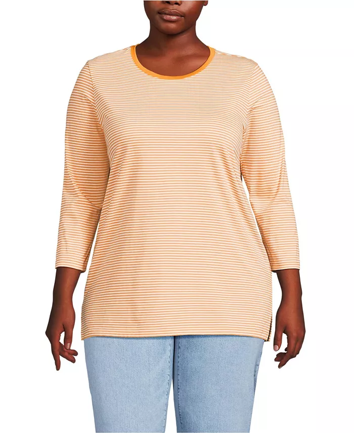 

Туника из хлопка Supima с рукавом 3/4, plus size Lands' End, оранжевый