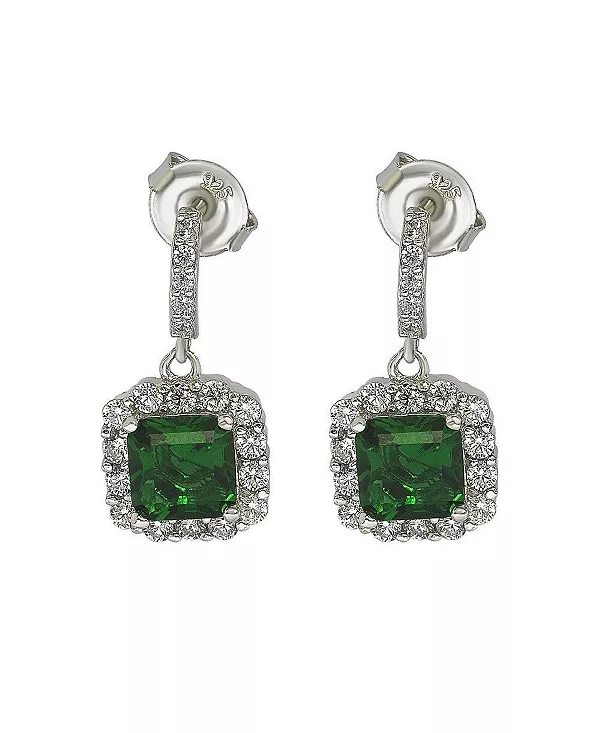 

Серьги-Подвески Suzy Levian из стерлингового серебра с кубическим цирконием и огранкой «ашер» Suzy Levian New York, green