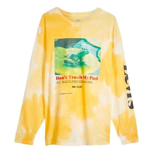 

Футболка men's tie dye alphabet printing round neck long sleeves yellow Levis, желтый