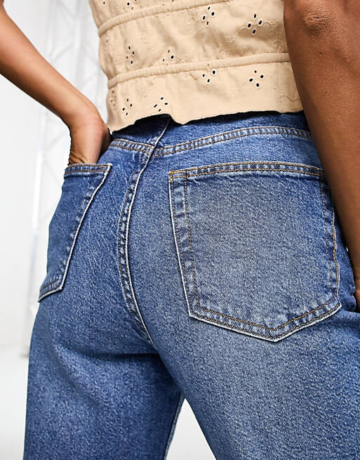 

Синие комфортные джинсы для мамы Bershka Petite