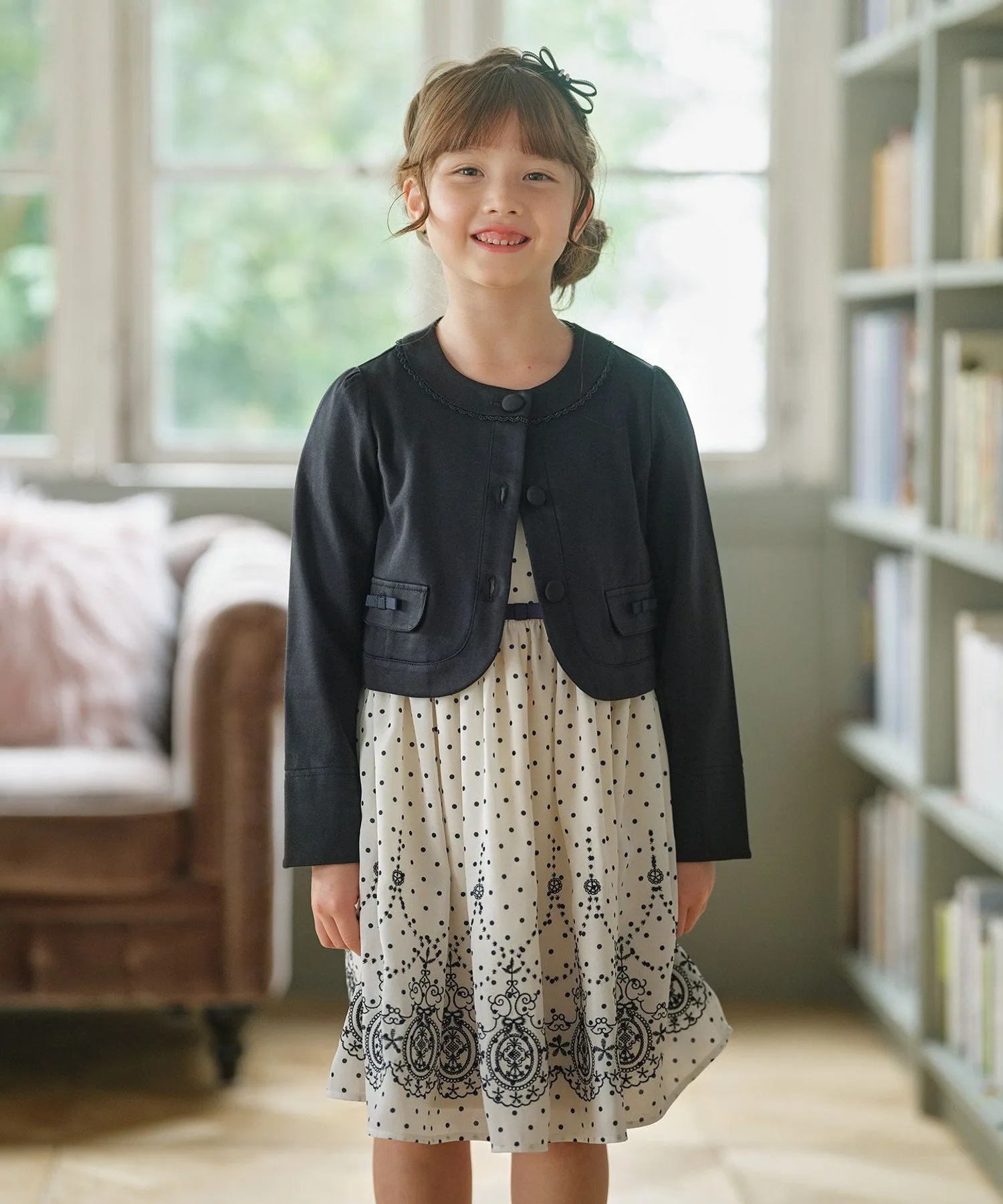 Платье из шифона в горошек [110-140 см] Kids Suite, Off-white shade 5 [502] — фото 3