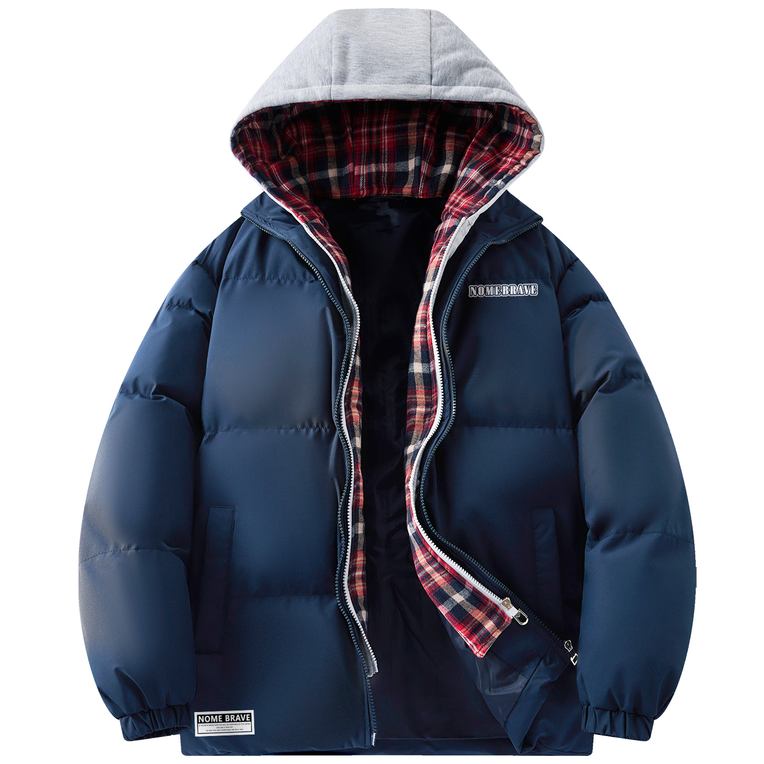 

NOME Пуховик Unisex, Navy Blue Red Plaid