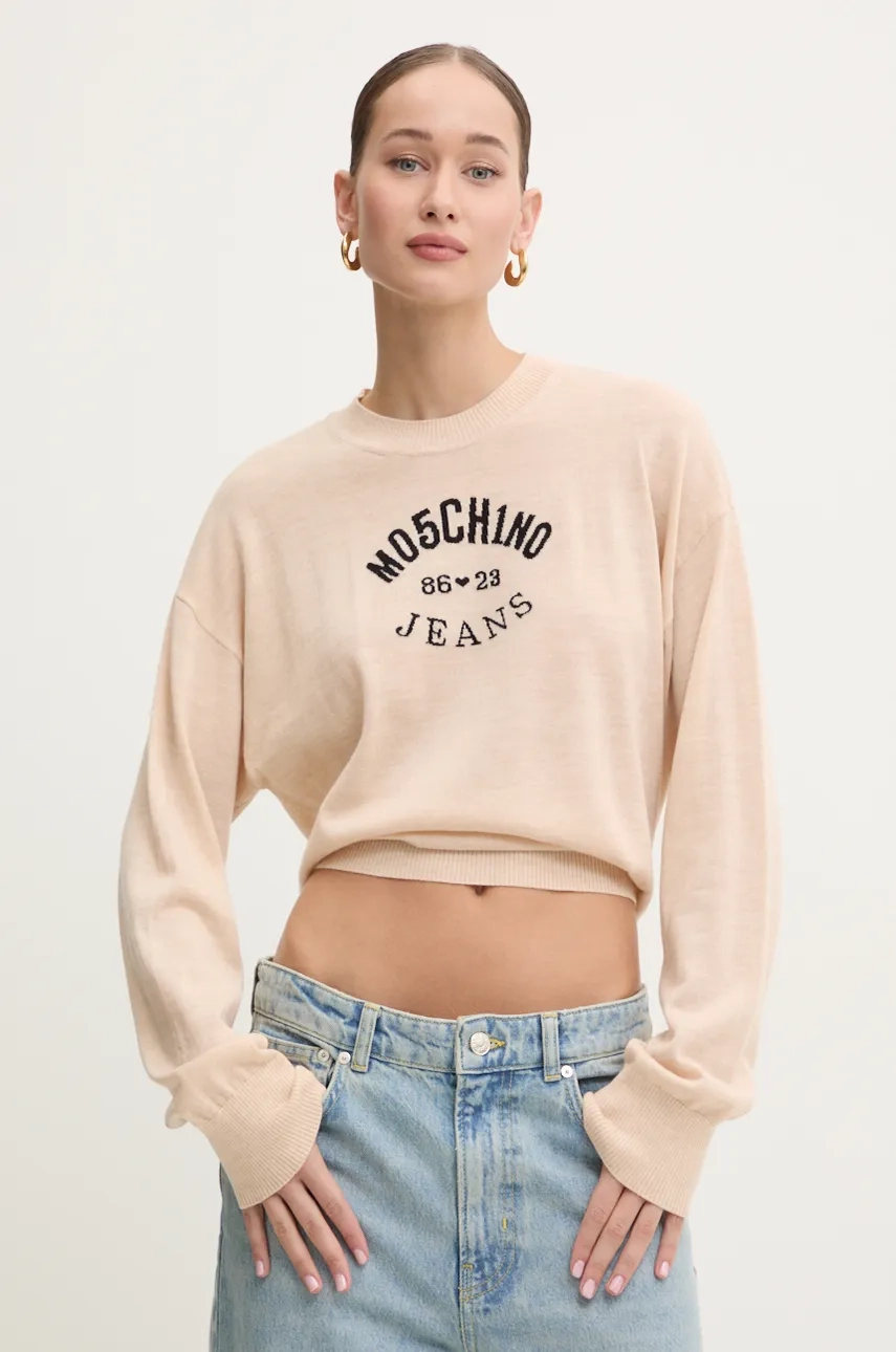 

Шерстяной свитер Moschino Jeans, бежевый