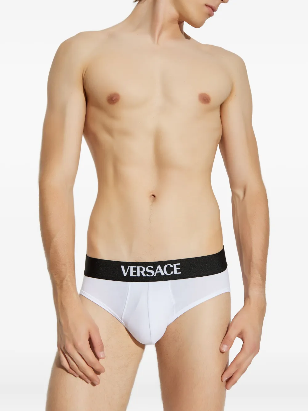 Трусы с логотипом на резинке (упаковка из трех штук) VERSACE, белый — фото 2