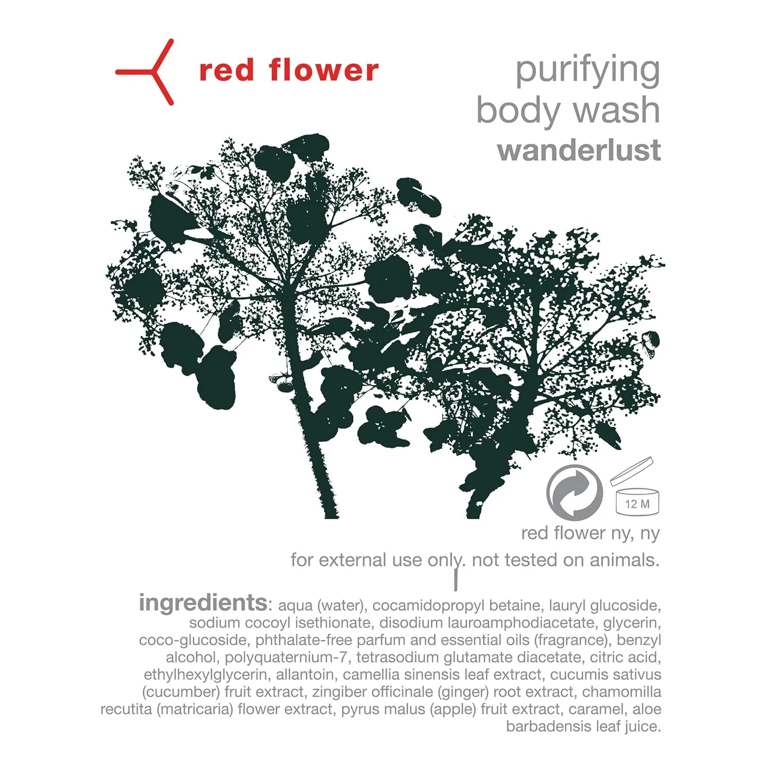 Очищающий гель для душа Red Flower Wanderlust - очищающий и увлажняющий гель для душа с органическими экстрактами фруктов и листьев для увлажненной и сияющей кожи (280 мл) 302 мл (1 шт.), White — фото 2