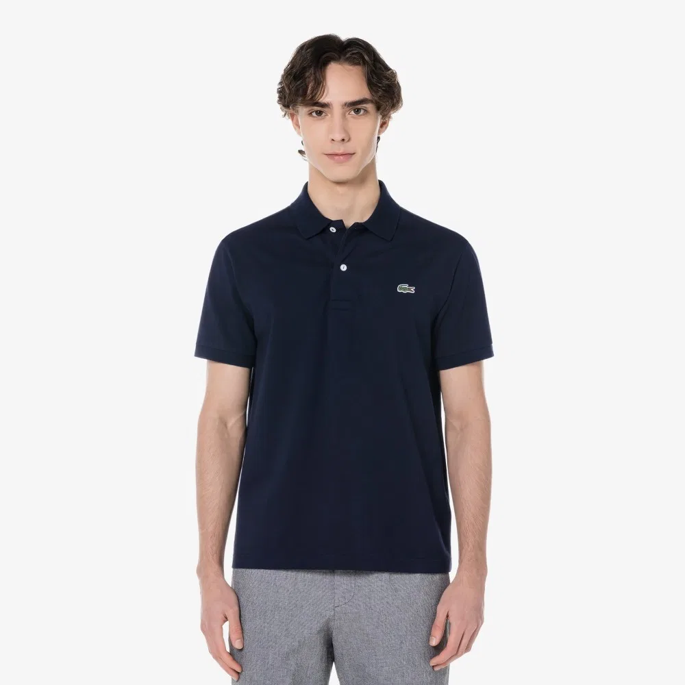 Мужское поло Lacoste классического кроя, тёмно-синее