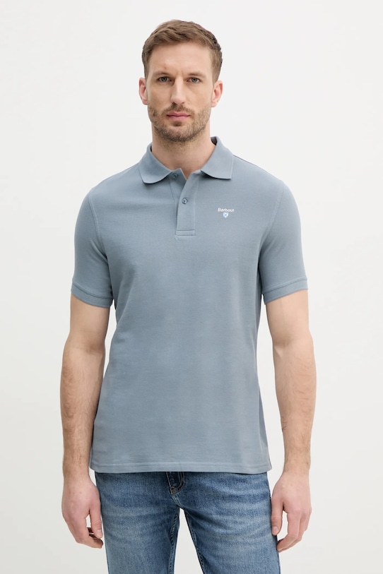 

Хлопковая поло Barbour, серый