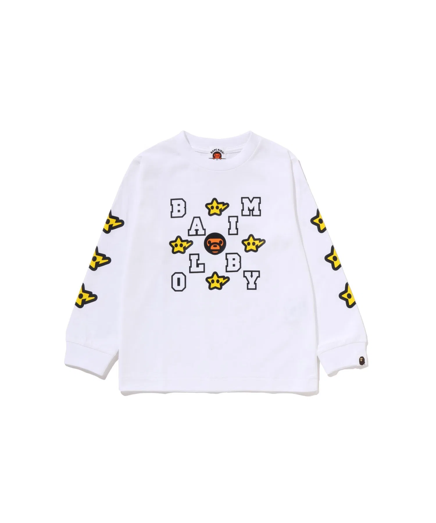 Детская футболка с длинными рукавами A BATHING APE MILOGRAM STA белая
