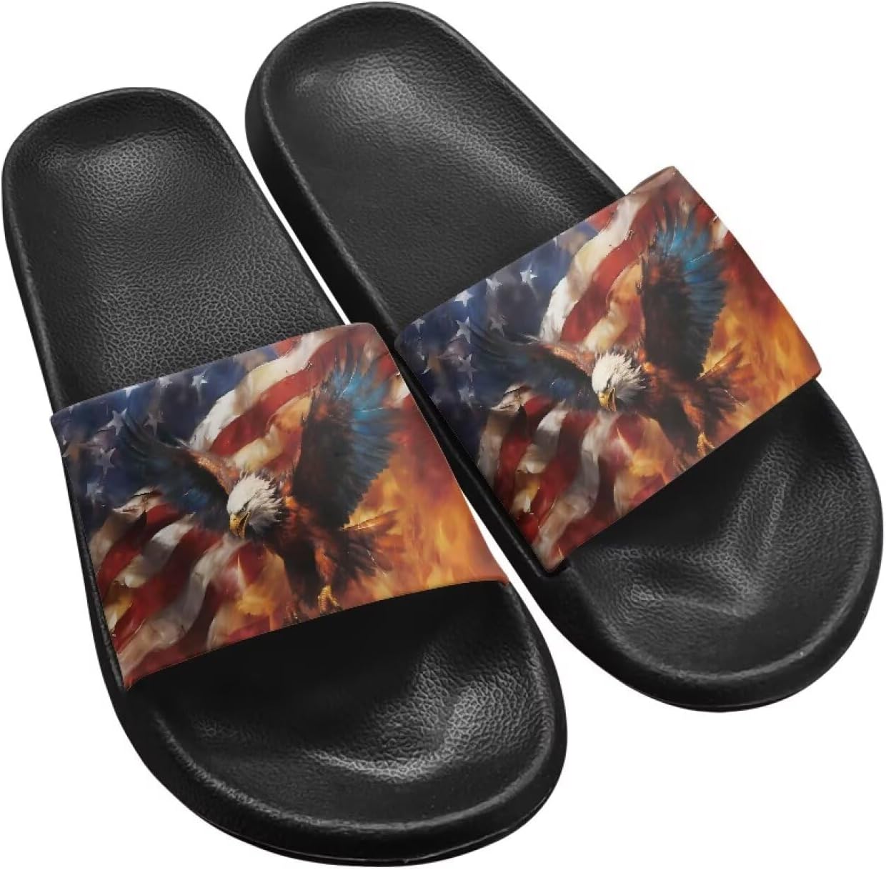 

Женские и мужские повседневные слайд сандалии Hechitok, удобная мягкая подошва, нескользящие ЭВА сандалии на плоской подошве, для ванной и душа, American Flag Eagle