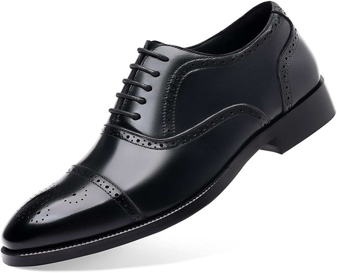 

Мужские классические туфли DANNLING, дышащие деловые туфли с эластичной резинкой, оксфорды, формальные туфли из натуральной кожи, свадебные туфли для жениха, черный