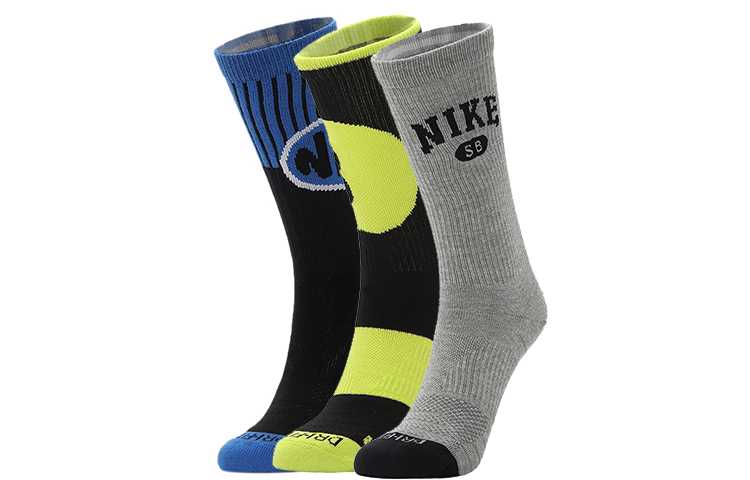 Унисекс носки Nike до середины икры, 3 пары, черный/ярко-желтый/темно-серый — фото 2