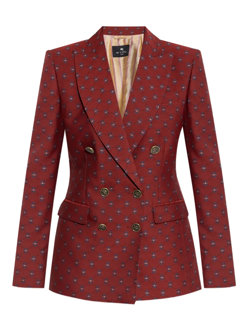 

Двубортный блейзер с узором пейсли ETRO, красный
