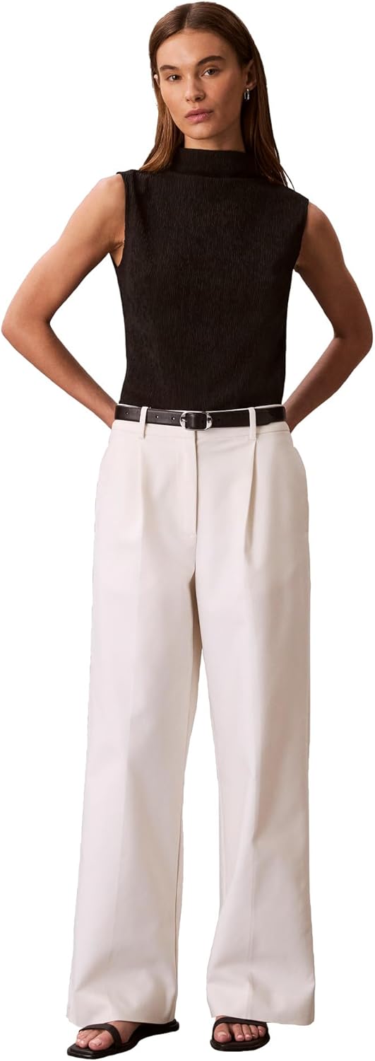 

Женский текстурированный трикотажный топ с воротником-стойкой Calvin Klein, Black