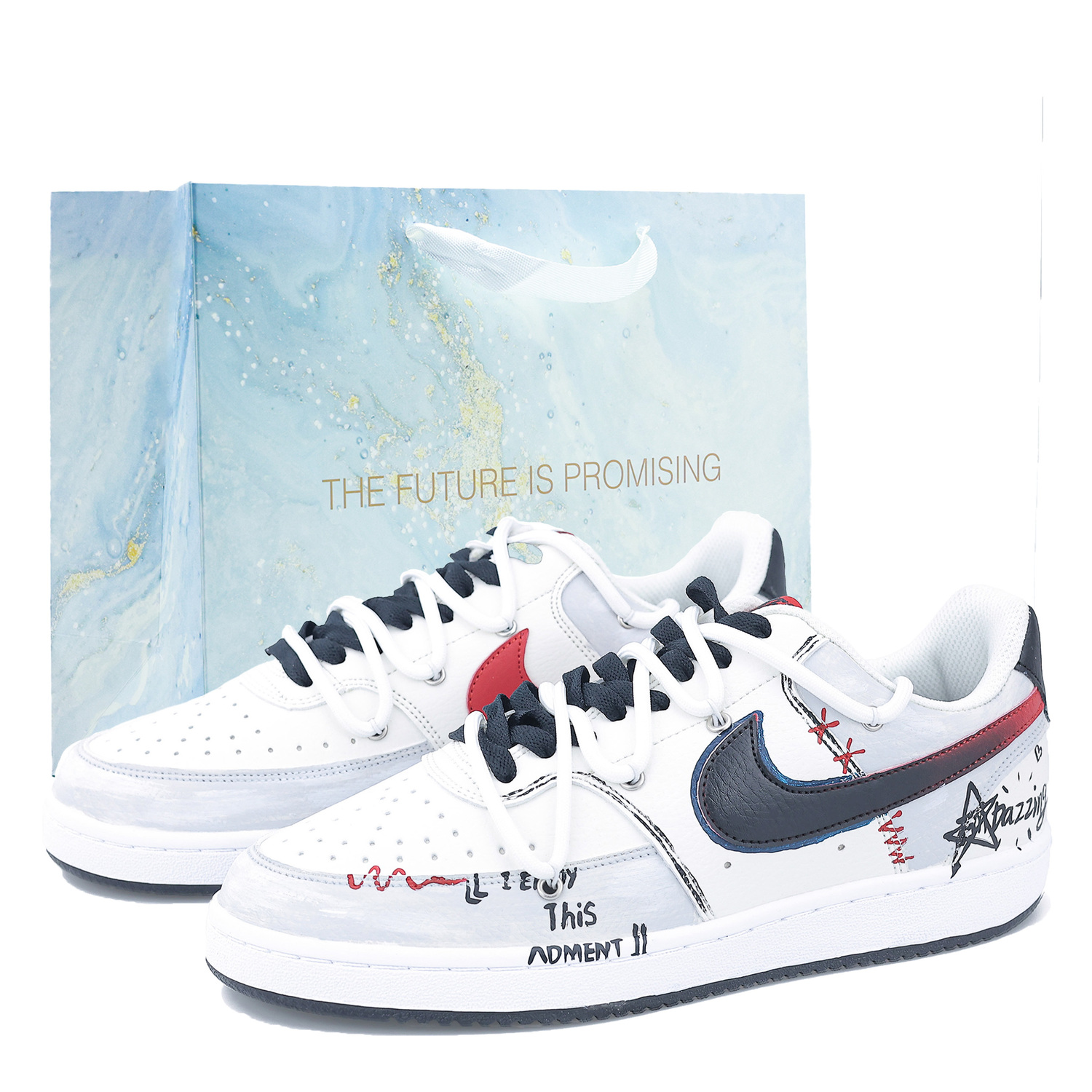

Nike Кроссовки для скейтбординга Court Vision 1 с устойчивостью к истиранию и быстрой сушкой, мужские, серо-красные, цвет Gray Red