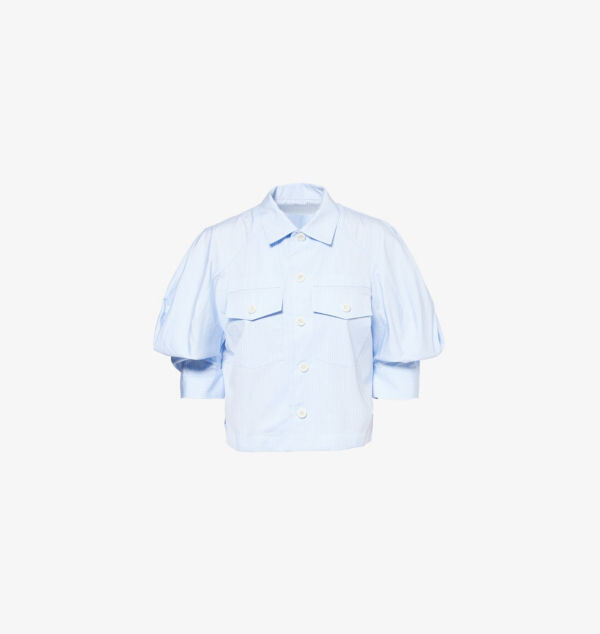

Укороченная рубашка из хлопка-поплина в полоску Sacai, мультиколор