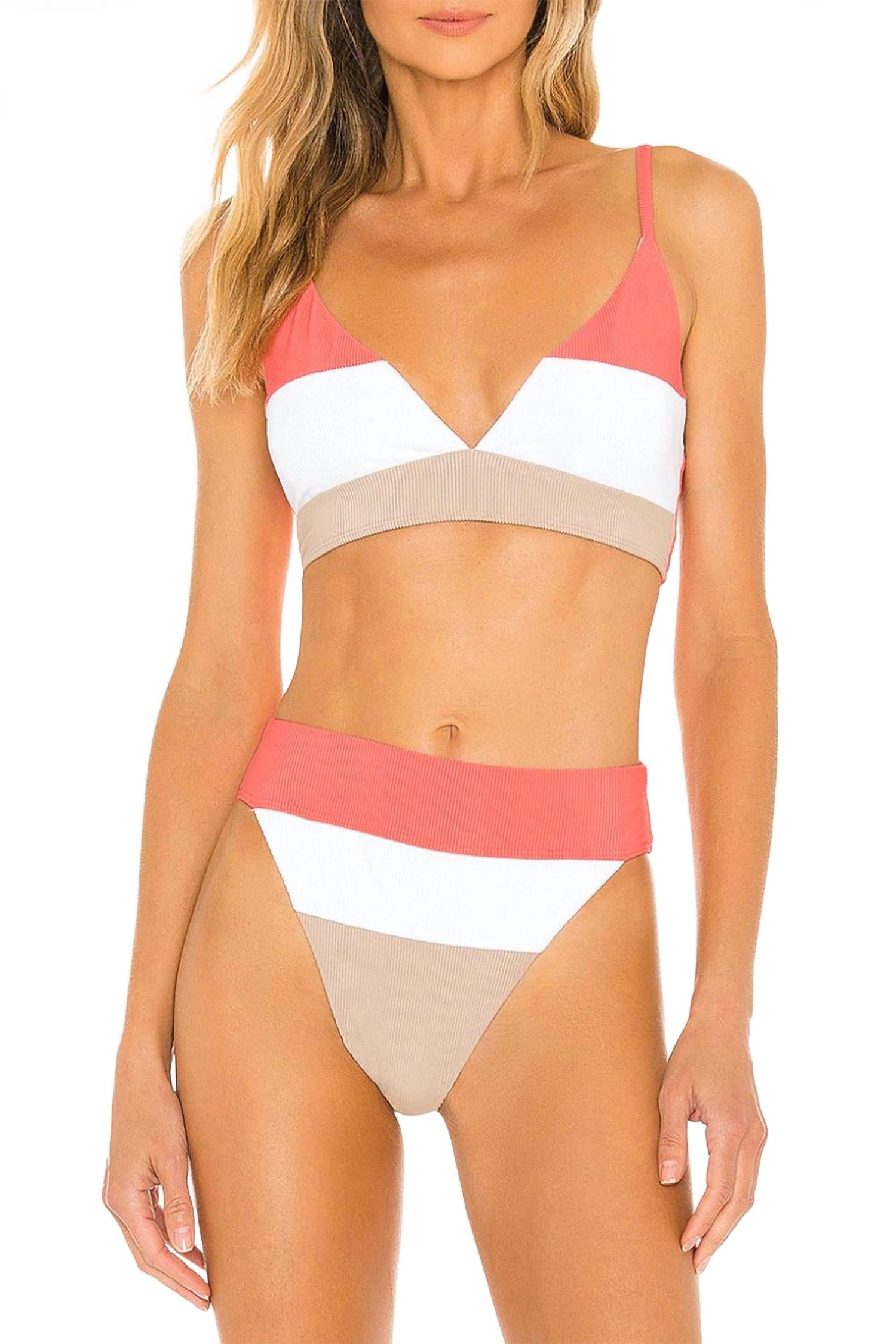 

Alexis Bottom In Coral Colorblock Beach Riot
