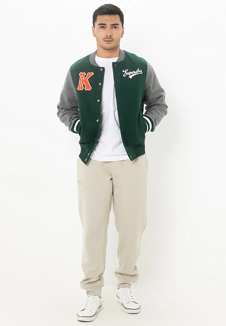 Куртка-бомбер мужская, винтажная, Collegiate Superdry, зеленый/серый — фото 4