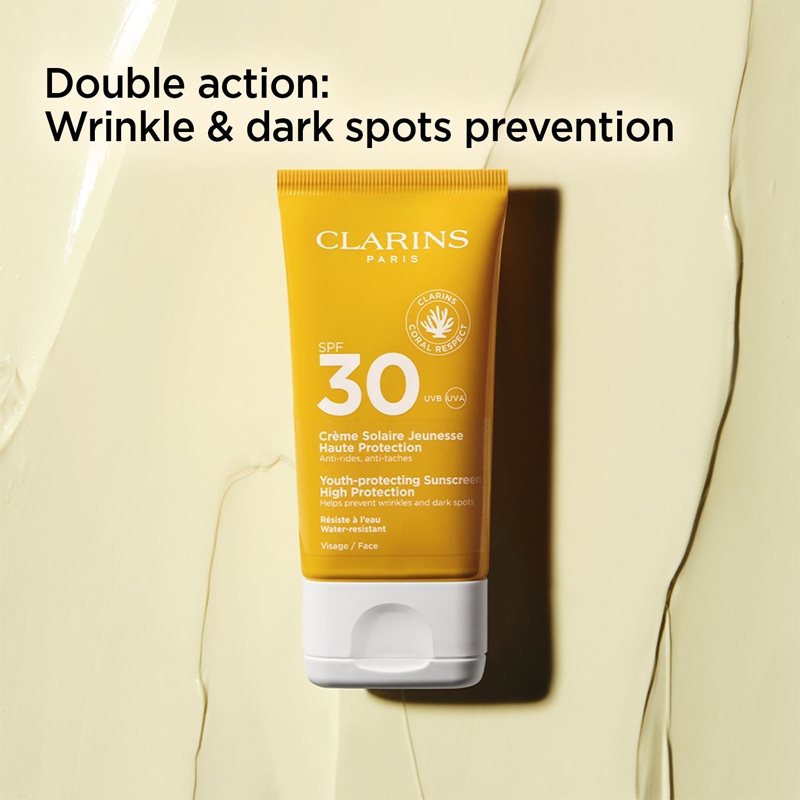 Солнцезащитный крем для лица Youth-Protection с высокой степенью защиты SPF 30 Clarins, 50 мл — фото 2