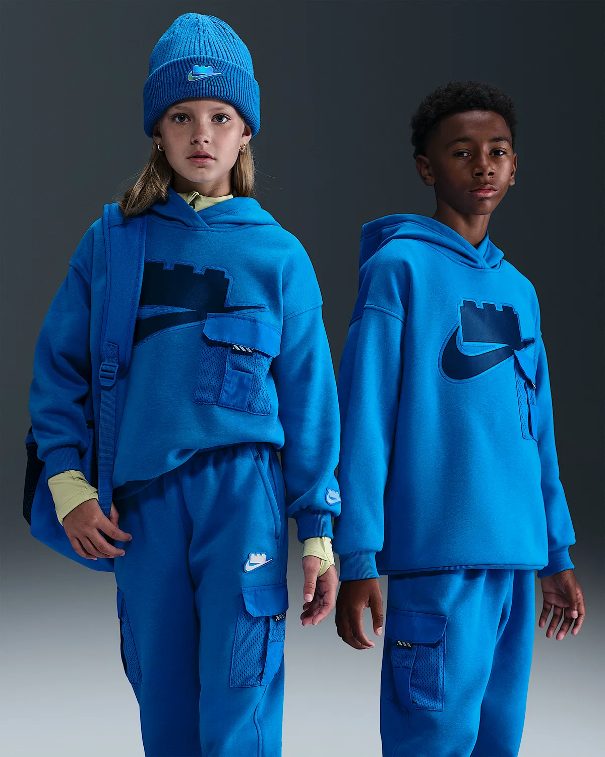 Детский оверсайз-худи Nike x LEGO® Collection, Cobalt Blaze/Cobalt Blaze