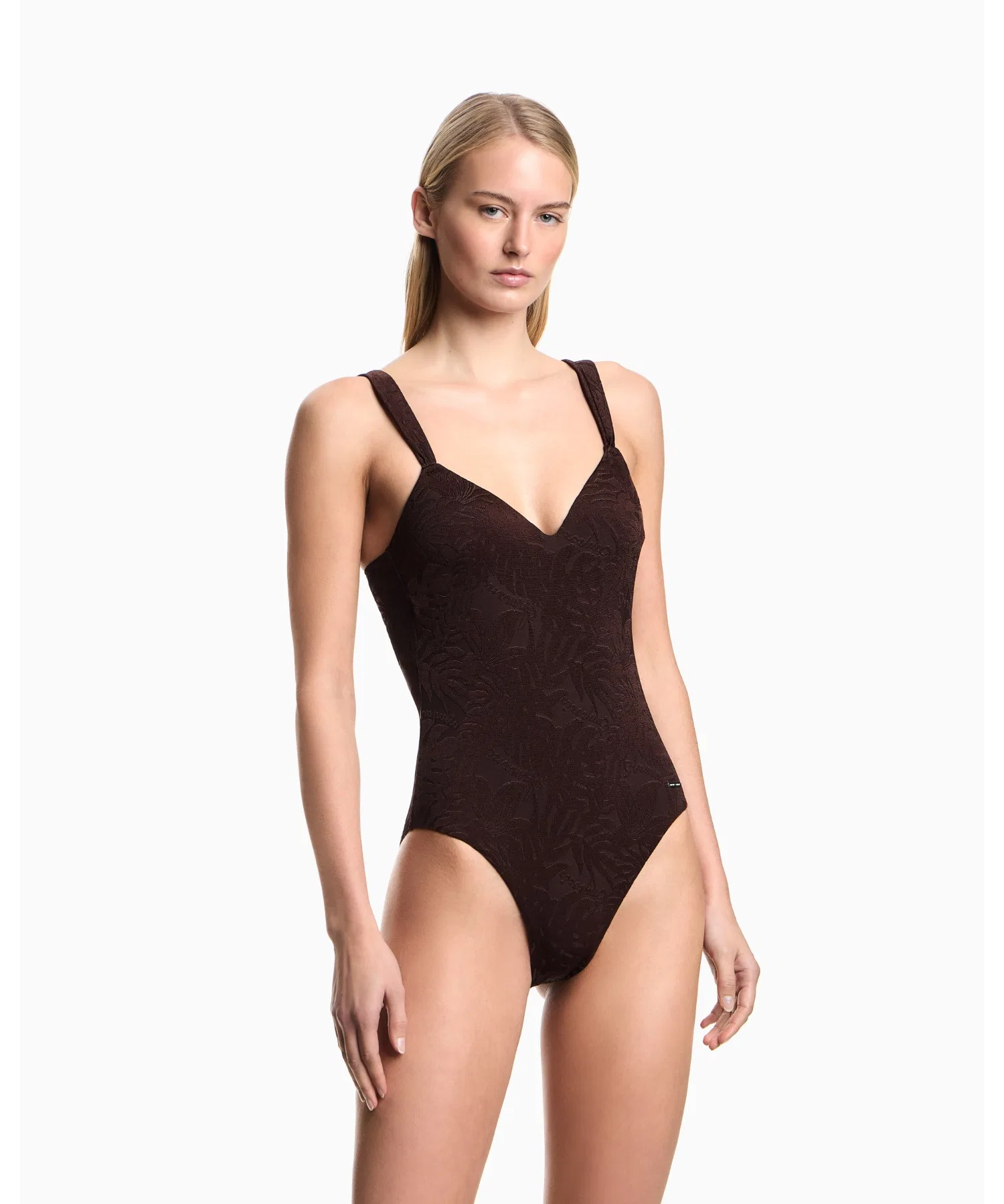 <Эксклюзивно онлайн> Слитный купальник Emporio Armani, жаккард из лайкры с рисунком в виде листьев, с подкладкой