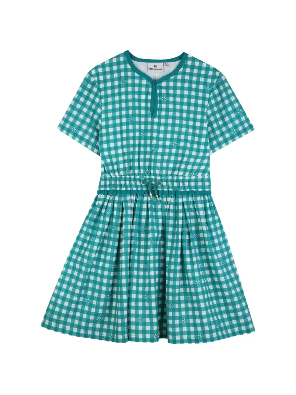 Платье в клетку с короткими рукавами Kids Around, зеленый