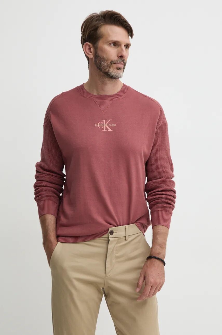 

Хлопковый свитер Calvin Klein Jeans, гранатовый
