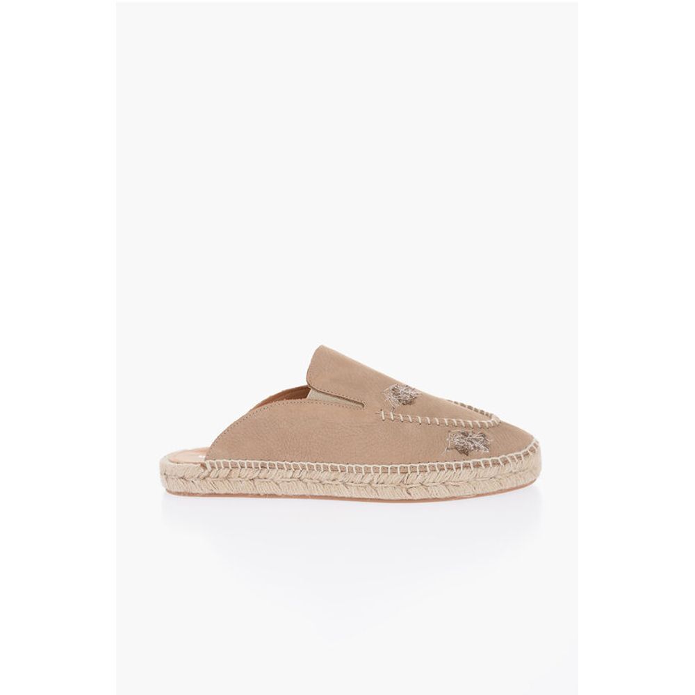 Кожаные шлепанцы с прострочкой и подошвой эспадрильи Maison Margiela, Beige — фото 3