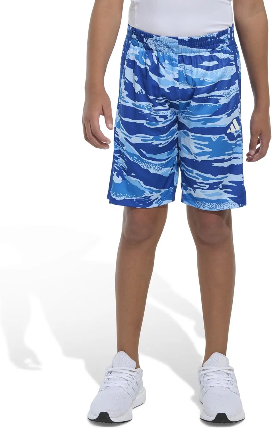 Детские шорты Adidas AOP Tiger Camo с тремя полосками, Team Royal Blue — фото 3
