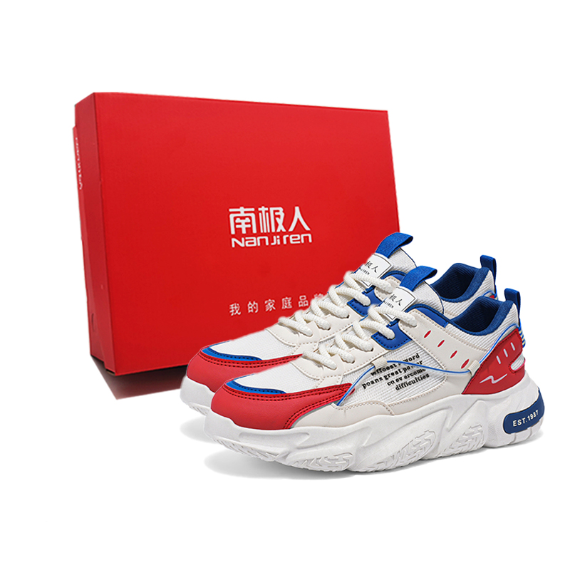 

Нескользящие и износостойкие низкие повседневные туфли, увеличивающие рост, для мужчин NANJIREN, White Red[Box]