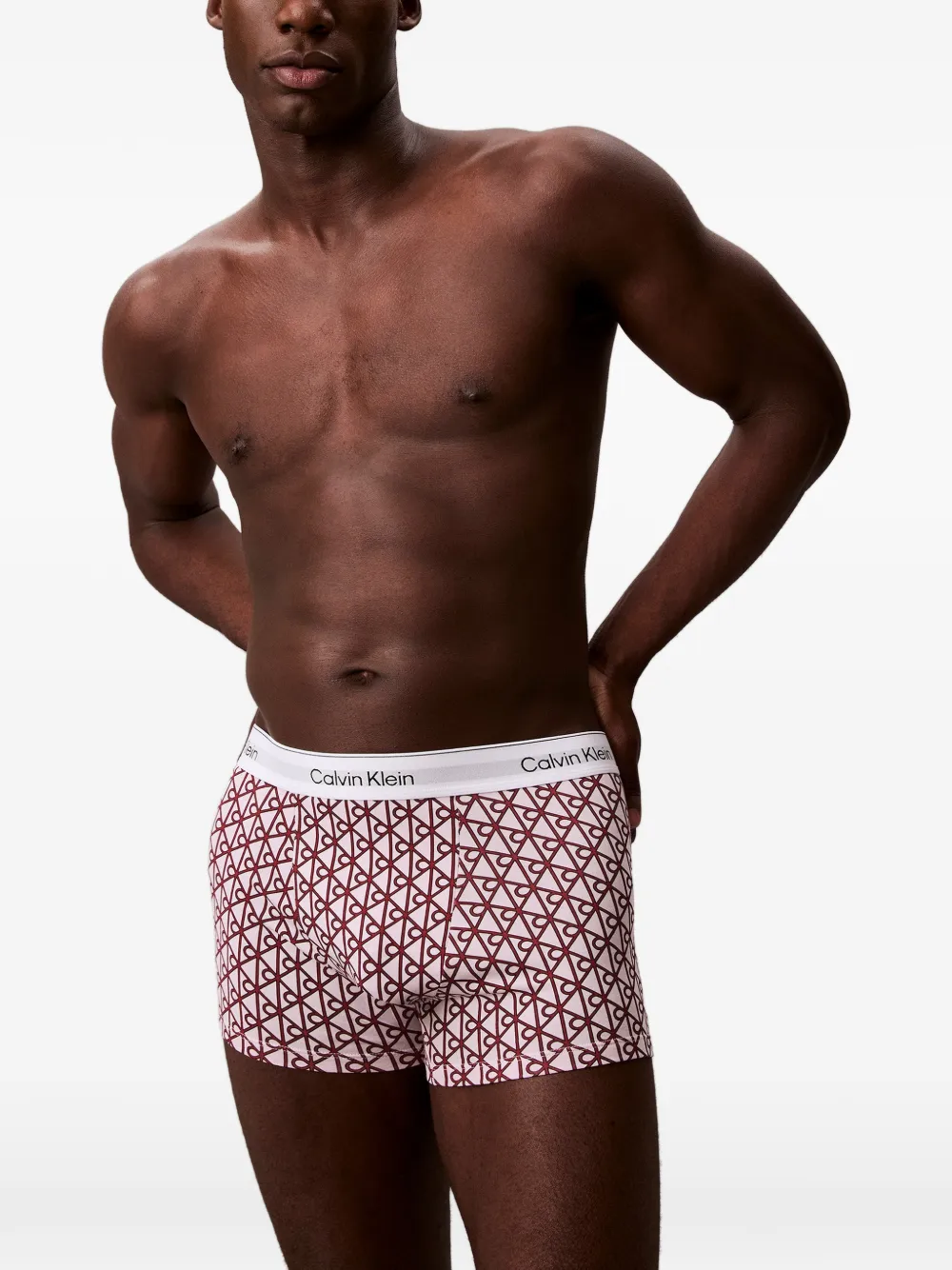 

Трусы-боксеры с узором и логотипом на поясе (набор из 3 штук) Calvin Klein, белый