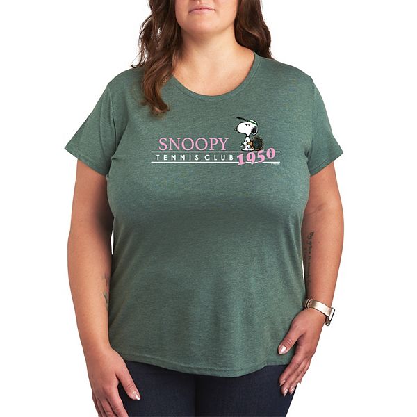 

Футболка с принтом Peanuts Snoopy Tennis Club 1950 plus size Licensed Character, Heather Juniper
