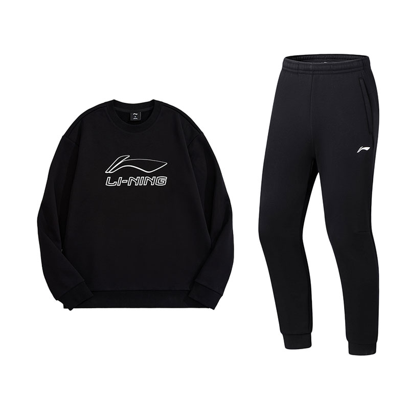 

Комплект из двух предметов: толстовка и свитшот Li Ning для мужчин., черный top+черный pants