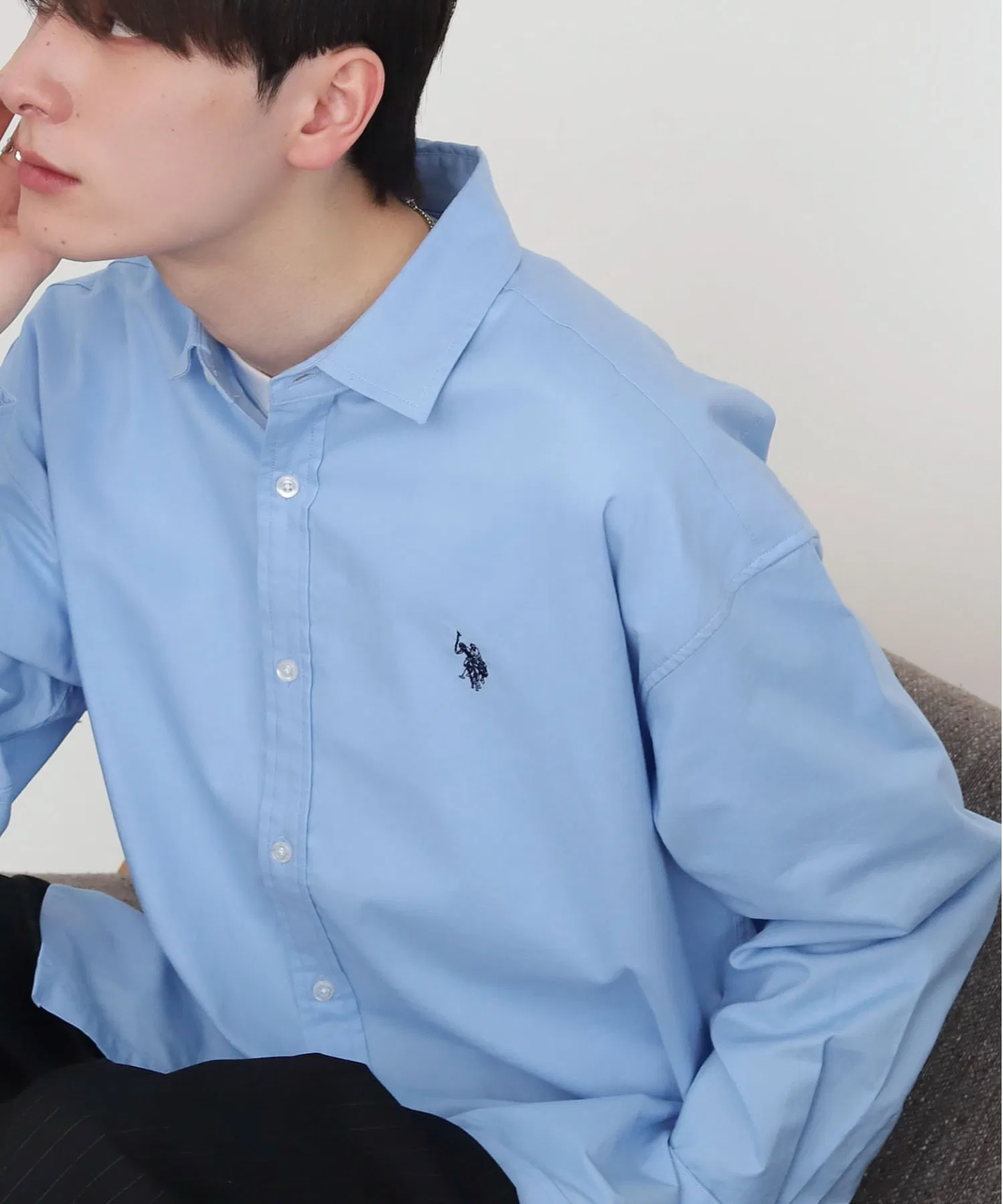 Унисекс рубашка U.S. POLO ASSN. с вышивкой, синяя