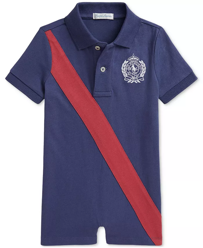 

Детский комбинезон-шорты из хлопкового джерси для мальчиков Polo Ralph Lauren, синий