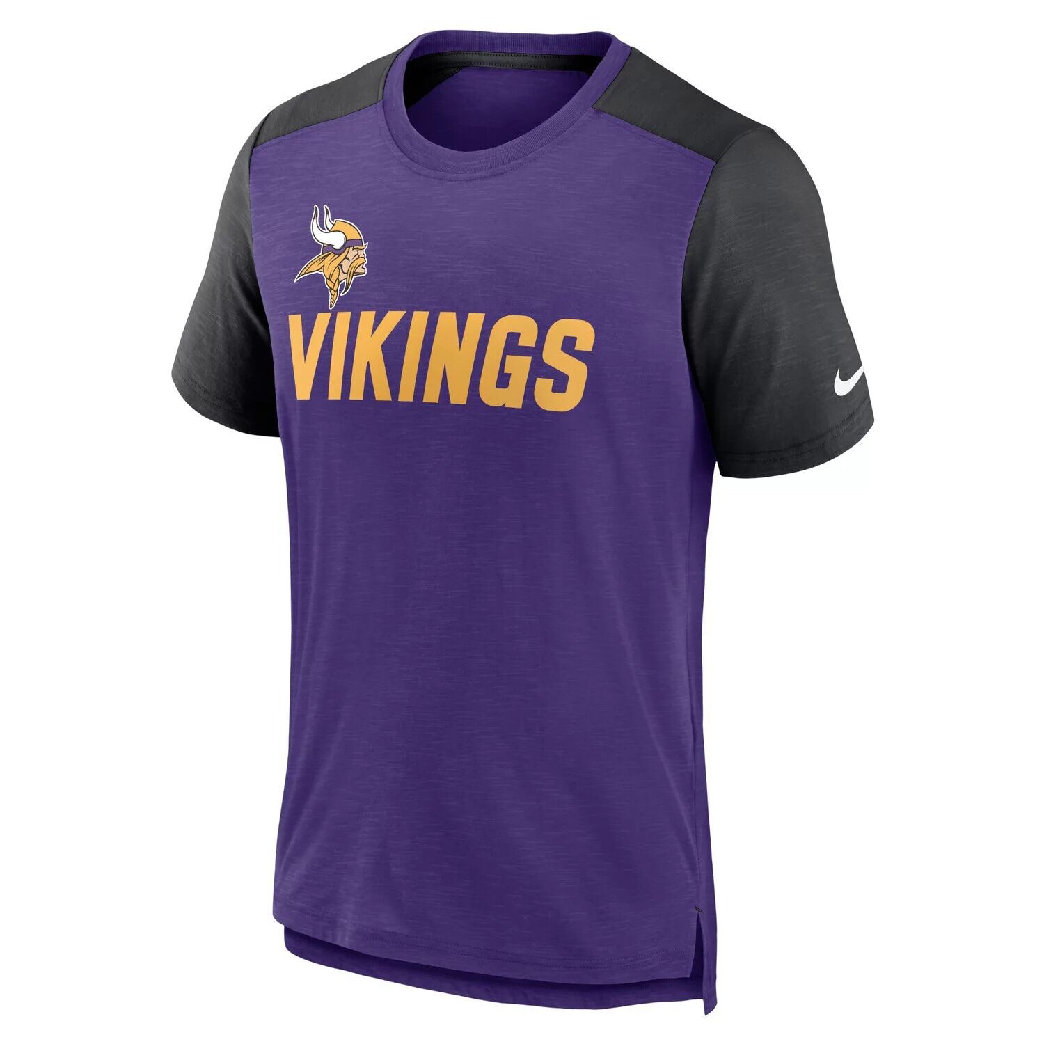 Мужская фиолетовая/черная футболка Minnesota Vikings с цветными блоками и названием команды Nike — фото 2